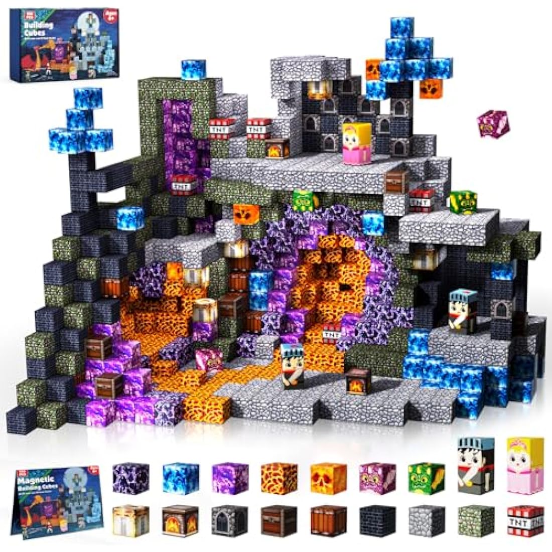 GraceDuck Magnetic Blocks - 150 Piece Dark Castle STEM Building Toys