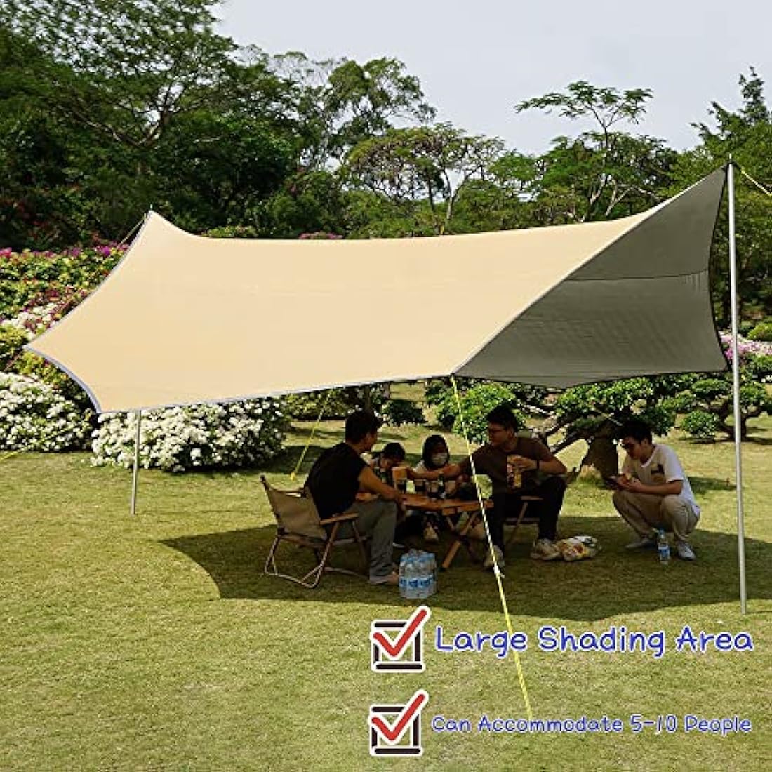 5x5m Waterproof Camping Tarp | Octagon UV Sun Canopy Shelter