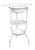 HAKU Möbel Industrial Metal Washstand – Antique White with 2 Bowls