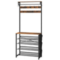 HOOBRO Hall Tree Coat Rack with Shoe Storage and Tiltable Mesh Shelves