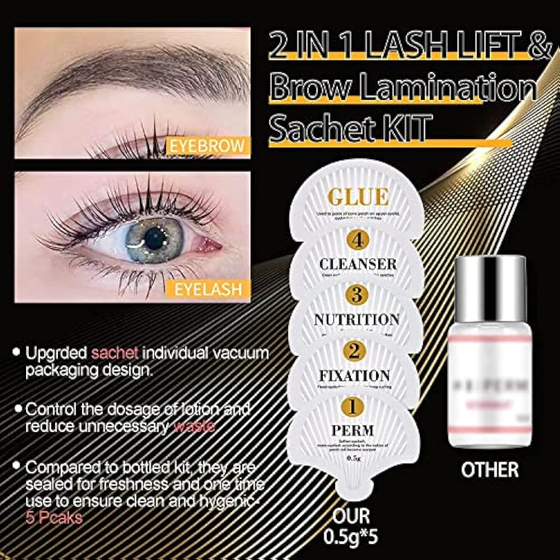 DONG RHYME Lash Lift and Brow Lamination Kit – Collagen Formula 5-Pack