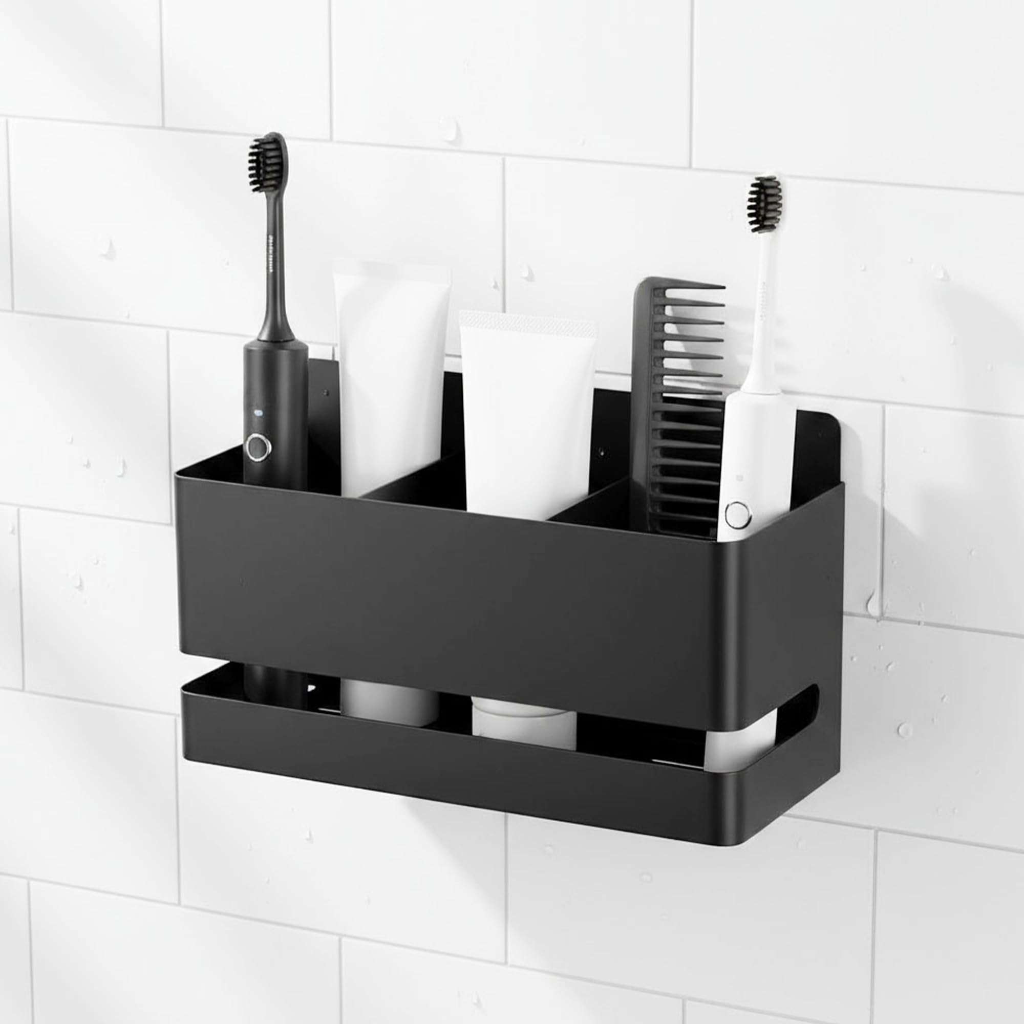 Wall Mounted Toothbrush Holder – Rustproof Aluminum 3-Slot Rack