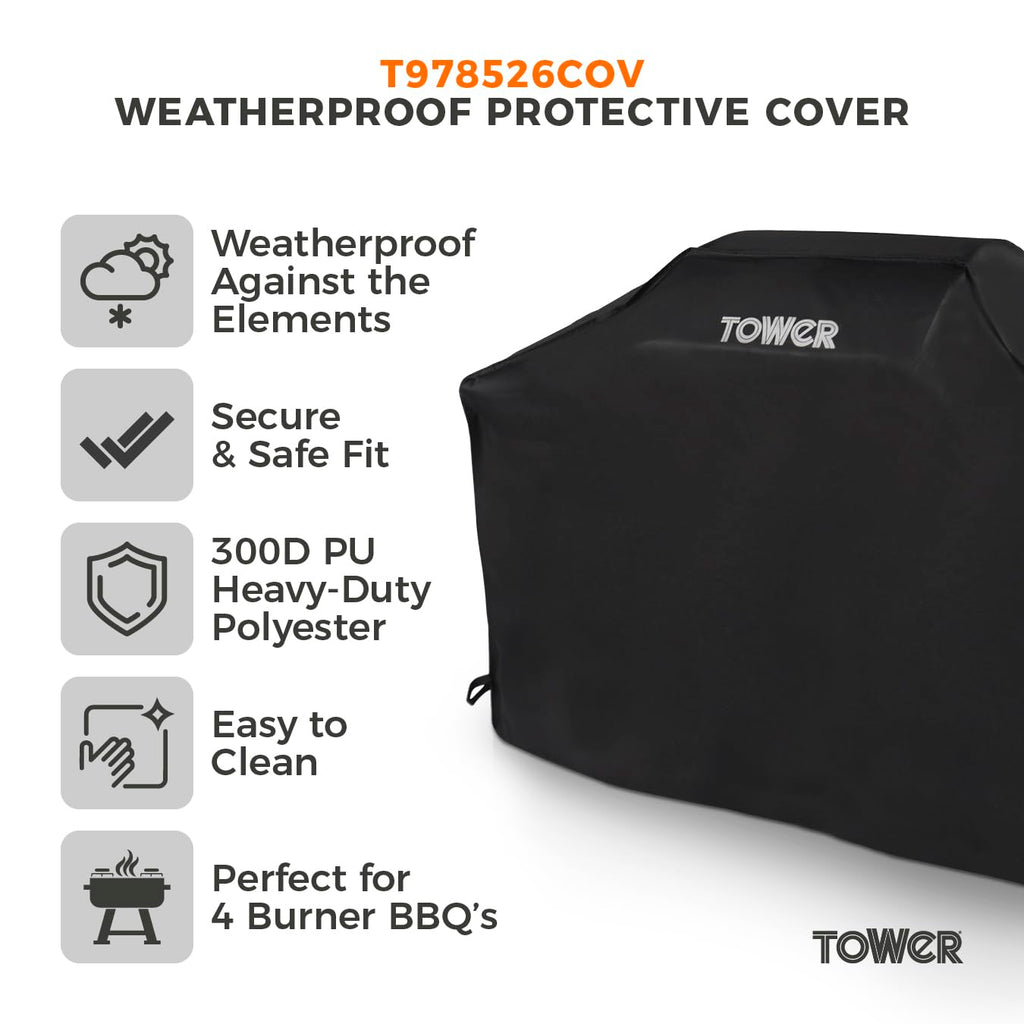 Tower Extra Large 4 Burner BBQ Cover – Heavy-Duty Waterproof Gas Grill Cover