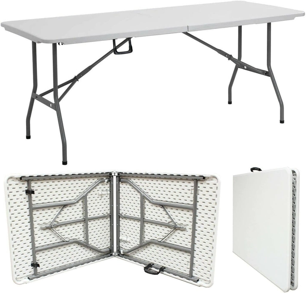 6ft Heavy Duty Folding Table – Portable White Trestle Table