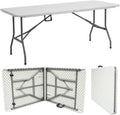 6ft Heavy Duty Folding Table – Portable White Trestle Table