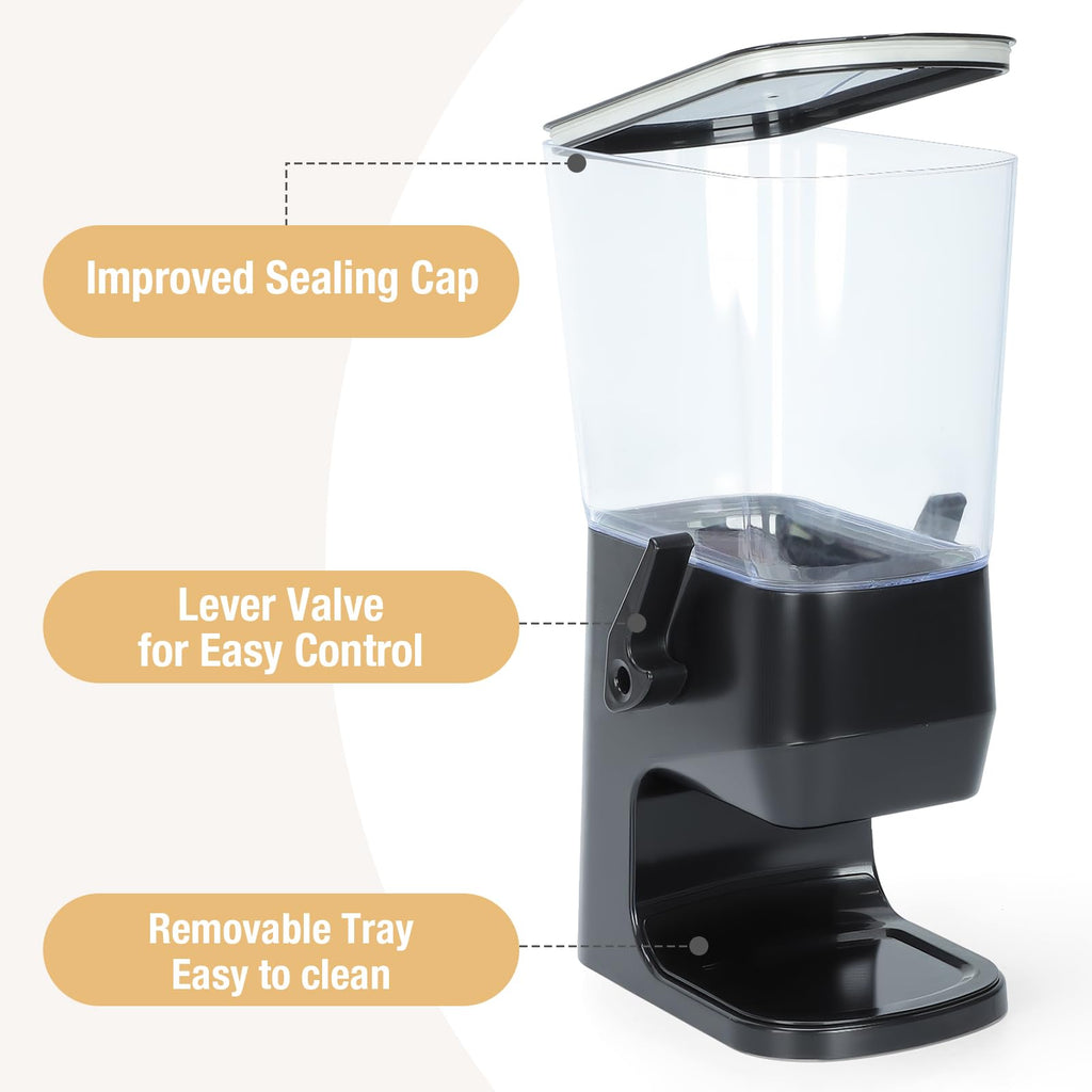 Tokokimo Double Cereal Dispenser | 6.4L Dry Food Storage Container – Black