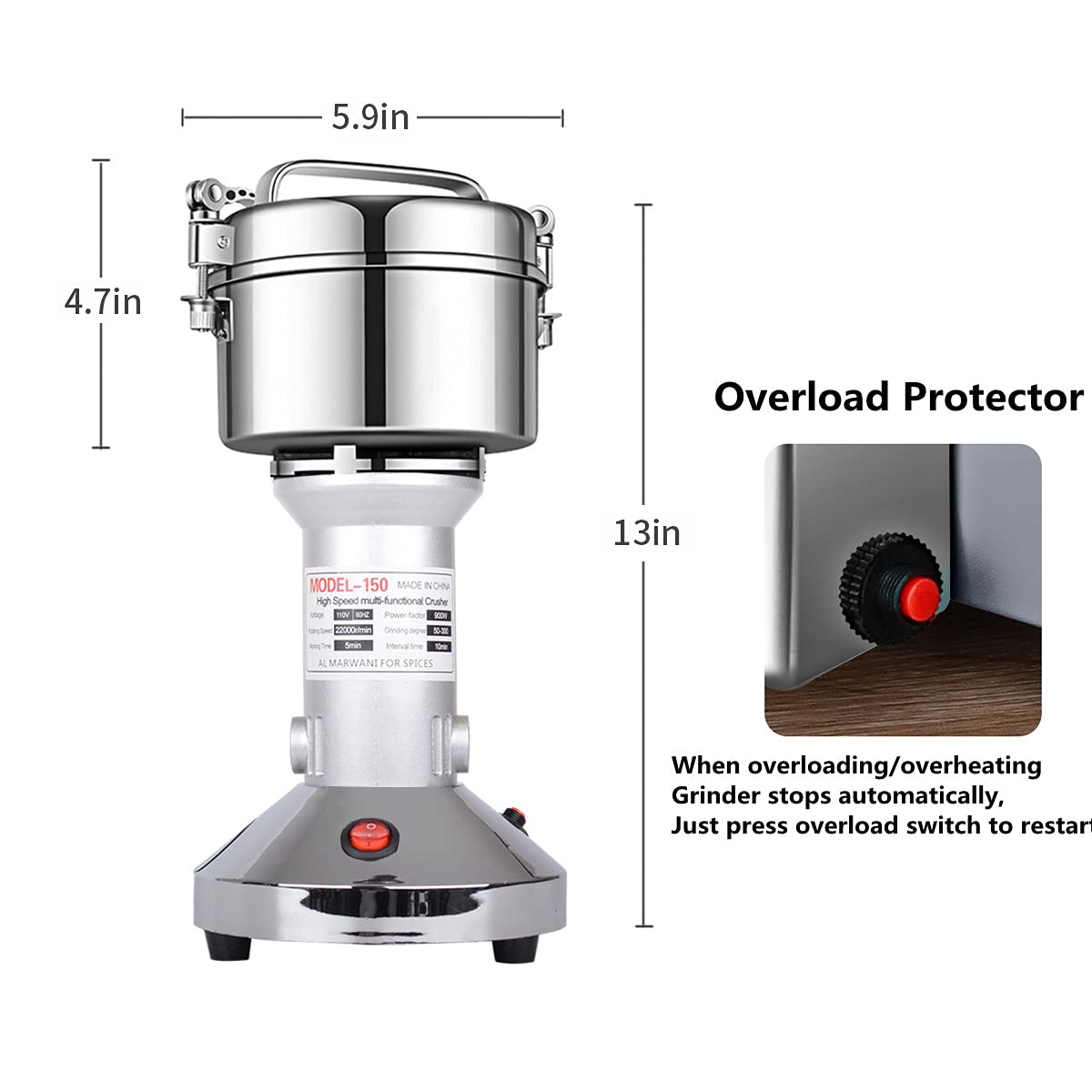 LEJIEYIN Electric Grain Grinder | 150g Stainless Steel 900W Spice Mill