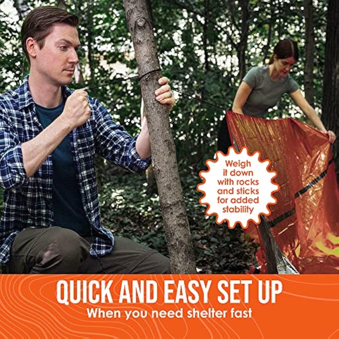 Go Time Gear Life Tent | 2-Person Mylar Emergency Shelter with Whistle