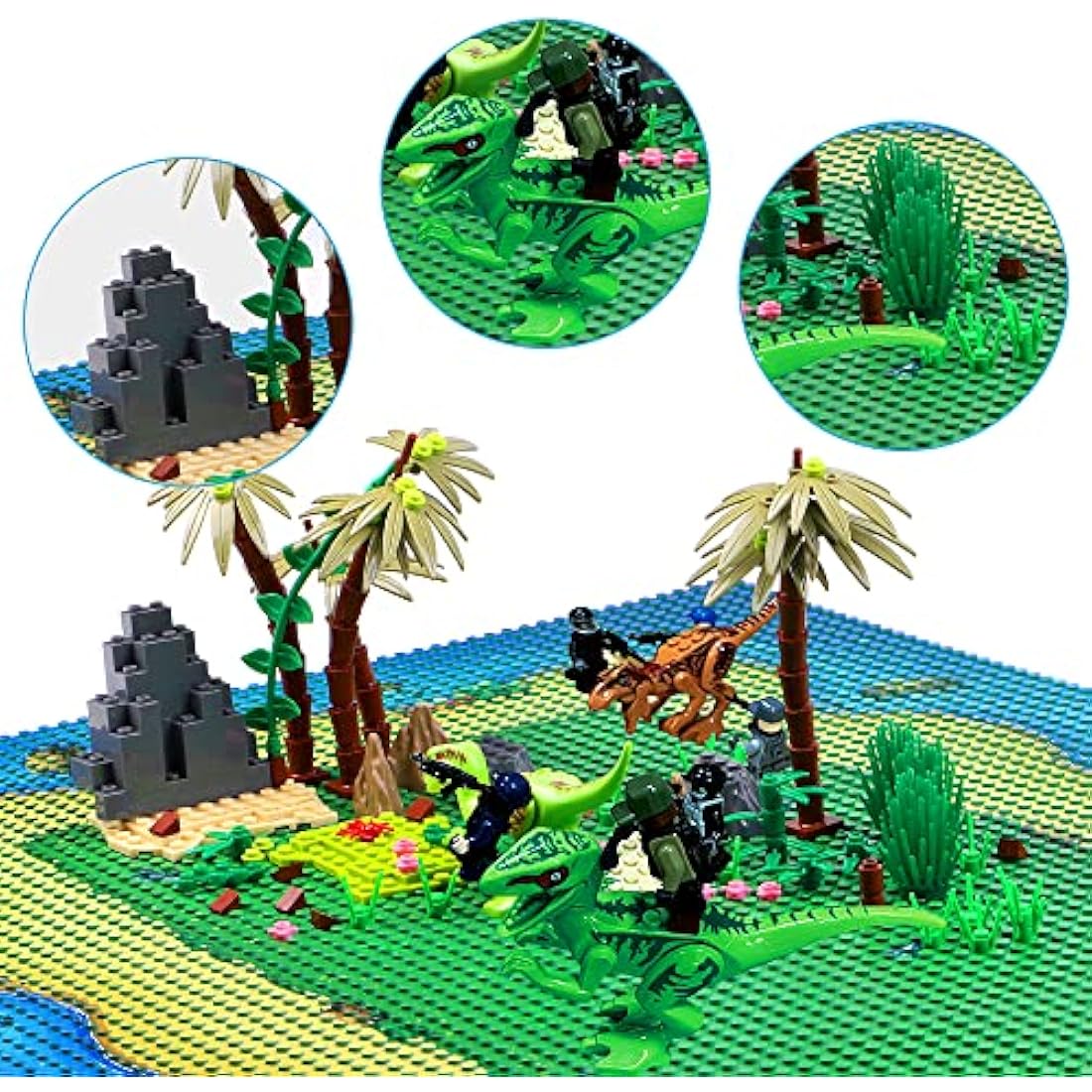Etarnfly 6 Pack Ocean Island Base Plates - 10x10 Building Block Set