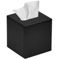 GOLRANLYE Square PU Leather Tissue Box Cover | Waterproof Holder - Black