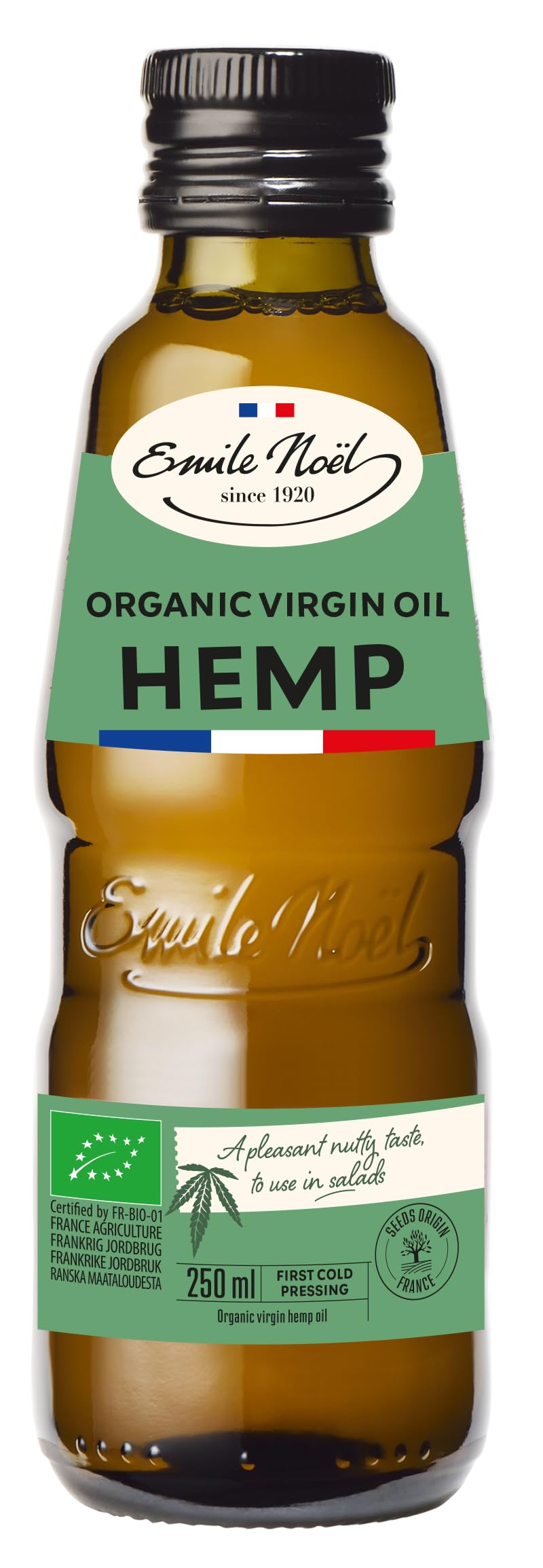Emile Noel Organic Virgin Hemp Oil – Cold Pressed Omega 3 & 6, 250ml