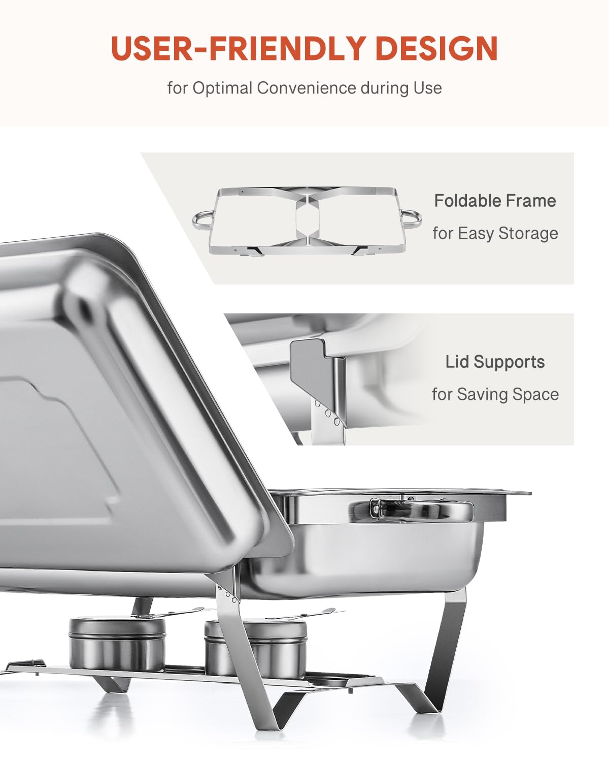 WILPREP 2-Pack Chafing Dish Buffet Set | 9L Stainless Steel Food Warmers
