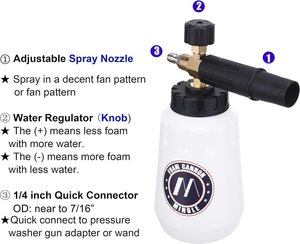M MINGLE Foam Cannon for Karcher K2-K7 Pressure Washer with 5 Nozzle Tips