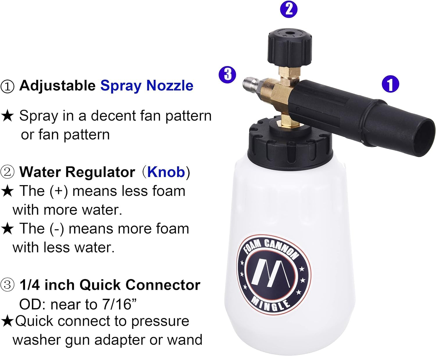 M MINGLE Foam Cannon for Karcher K2-K7 Pressure Washer with 5 Nozzle Tips