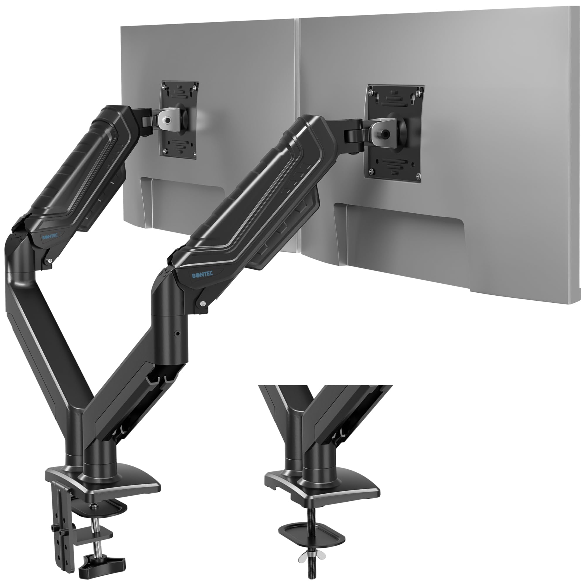 BONTEC Dual Monitor Stand – Gas Spring Arm for 15-34 Inch Screens