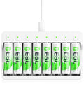 EBL AA Rechargeable Batteries (8-Pack) with 8-Slot Fast LED Charger