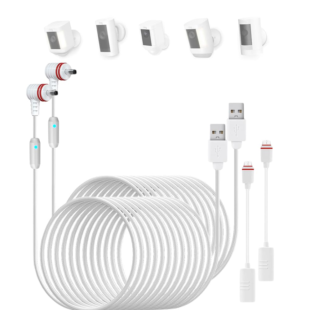 2-Pack 24.9ft USB Type-C Charging Cable for Ring Camera