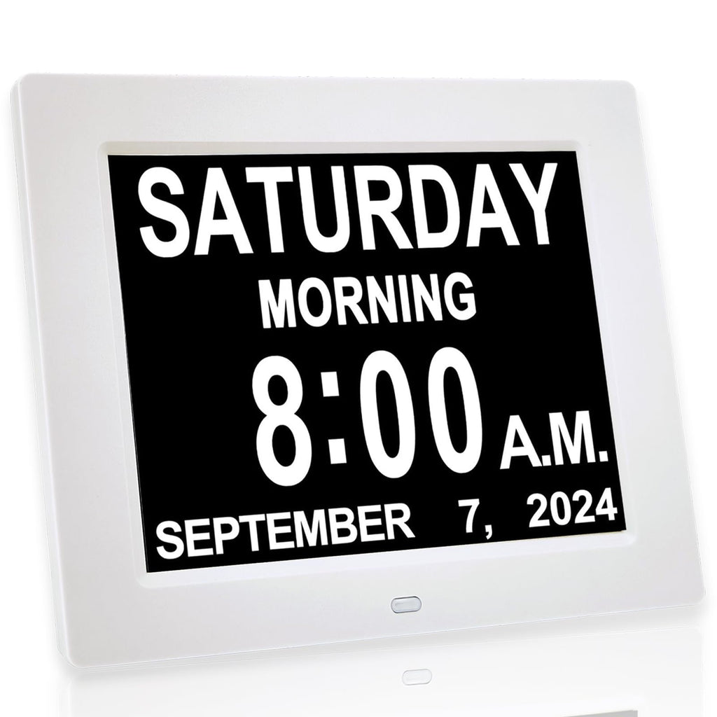 Yuanzeco 8 Inch Digital Calendar Day Clock for Elderly | 15 Alarm Options
