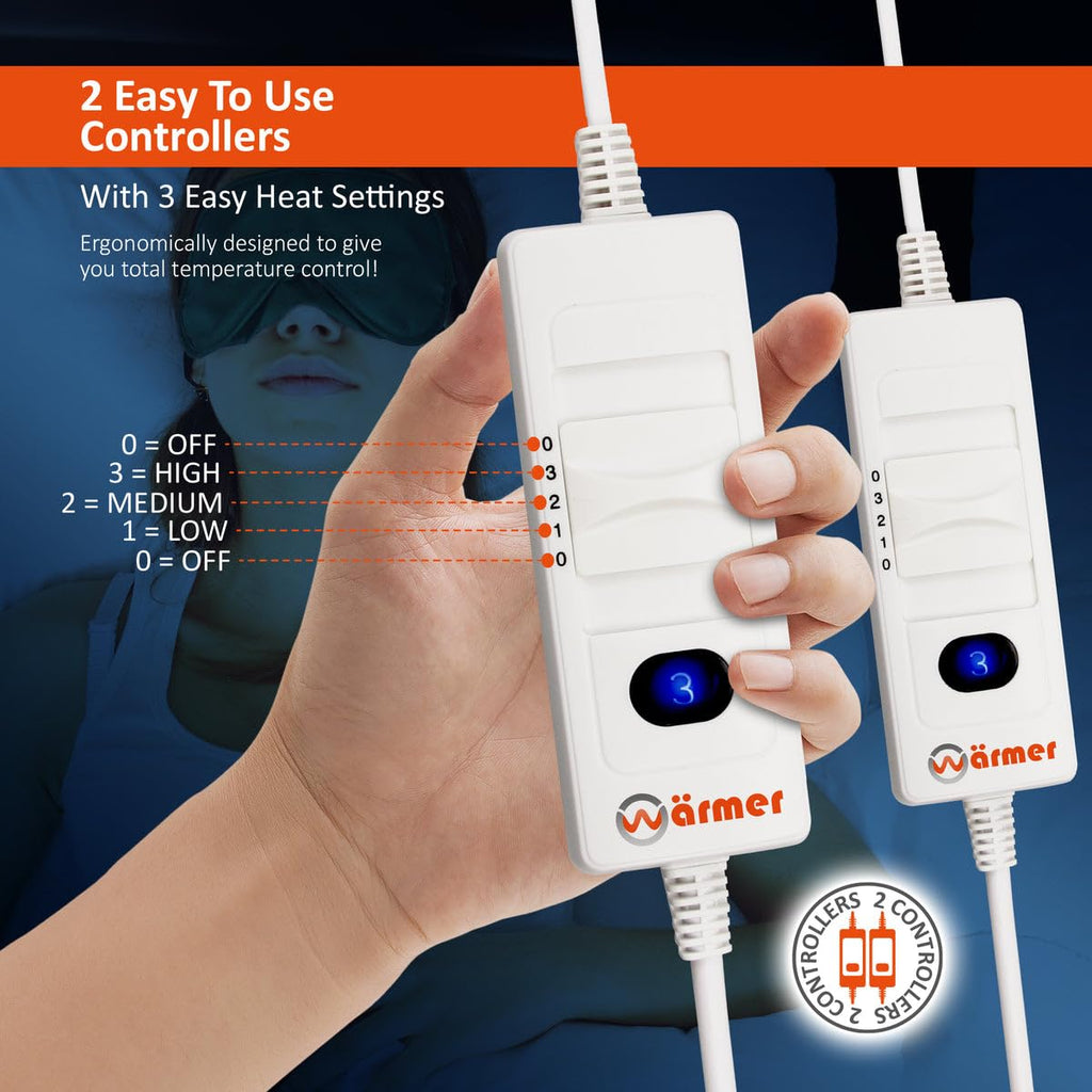 Wärmer King Size Electric Blanket | Dual Control Fitted Mattress Cover