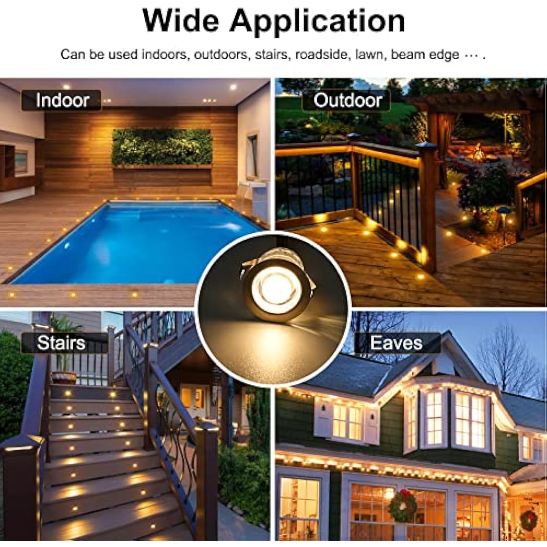 GEYUEYA Warm White LED Deck Lights – IP67 Waterproof Plinth Lighting (10 Pack)