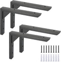 Ouvin 12 Inch Heavy Duty Shelf Brackets | 4 Pack Black Iron Wall Mount