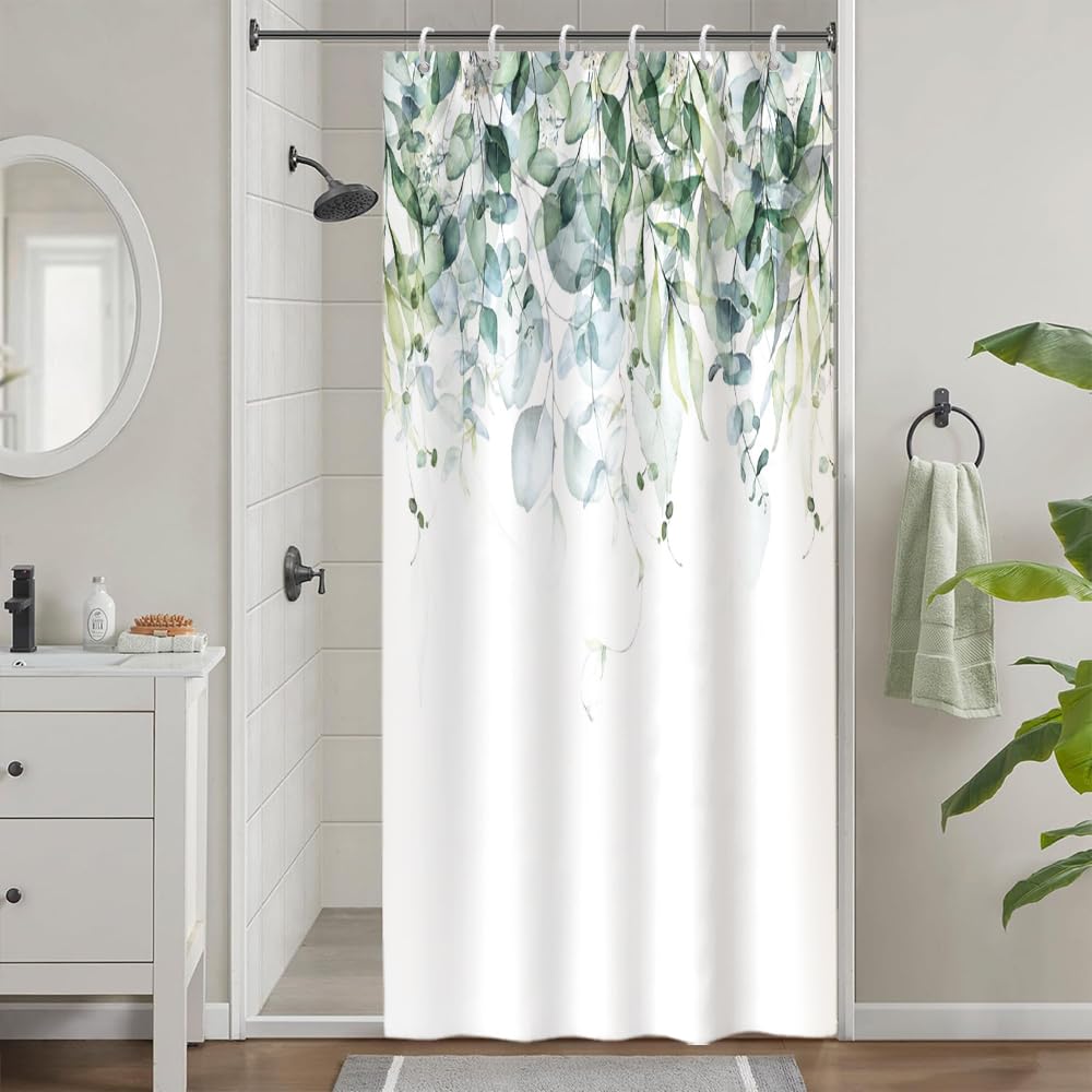Uiiooazy Eucalyptus Shower Curtain | Sage Green Waterproof Polyester