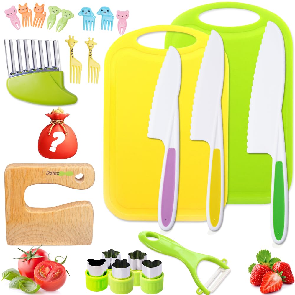 Doaizer Kids Safe Knife Set – Real Cooking Tools with Crinkle Cutter