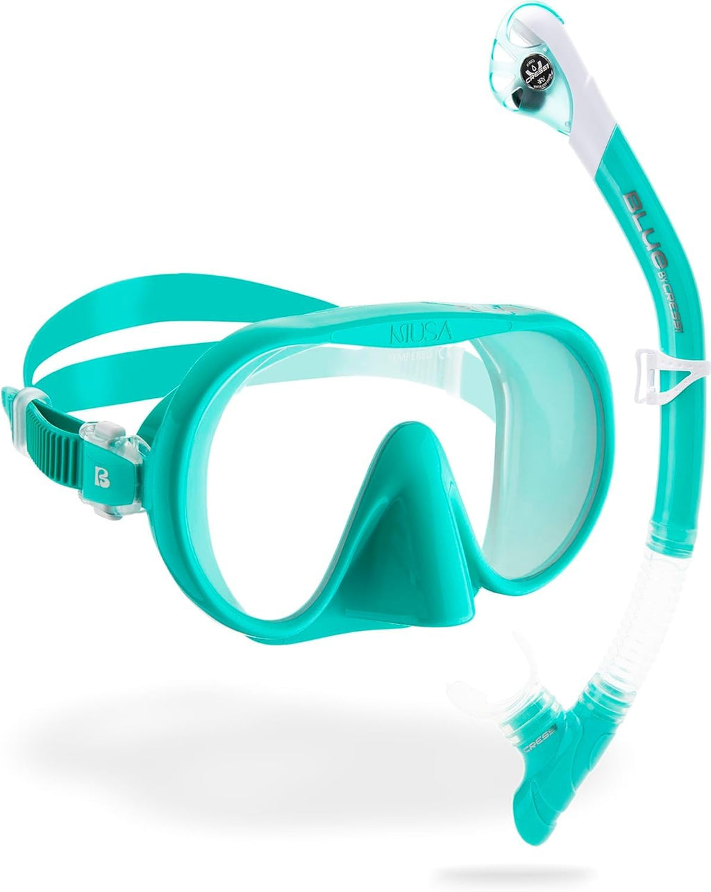 Cressi Musa & Scilla Snorkeling Set – Silicone Mask and Dry Snorkel, Aqua Green