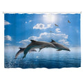 Goodbath Extra Wide Dolphin Ocean Shower Curtain | Waterproof Polyester