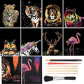 Jolof Store 8PCS A4 Scratch Art Paper Set – Rainbow Animal Engraving Kit