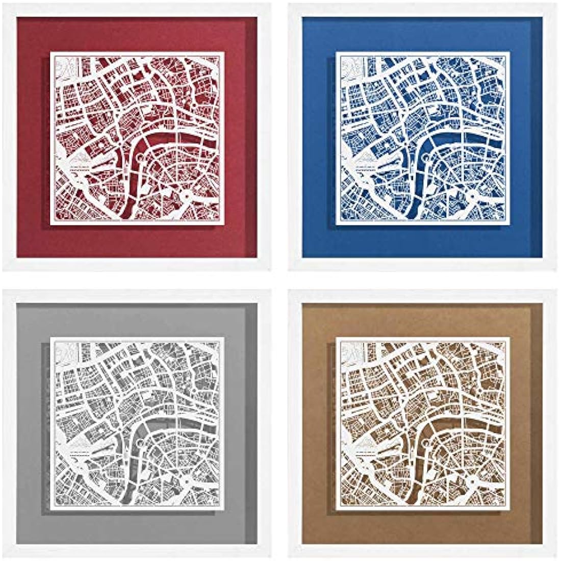 London Paper Cut Map - 9x9 Framed Wall Art with Gift Box