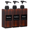 Jolof Store 3-Piece Amber Plastic Shampoo Dispenser Set - 650ml Refillable