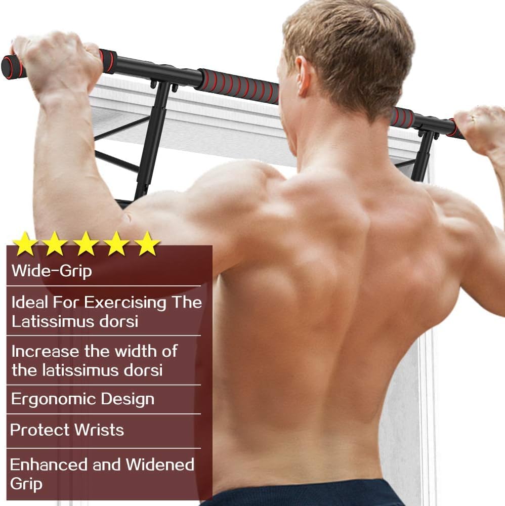 AmazeFan Pull Up Bar for Doorway – Ergonomic Multi-Grip Home Gym Frame