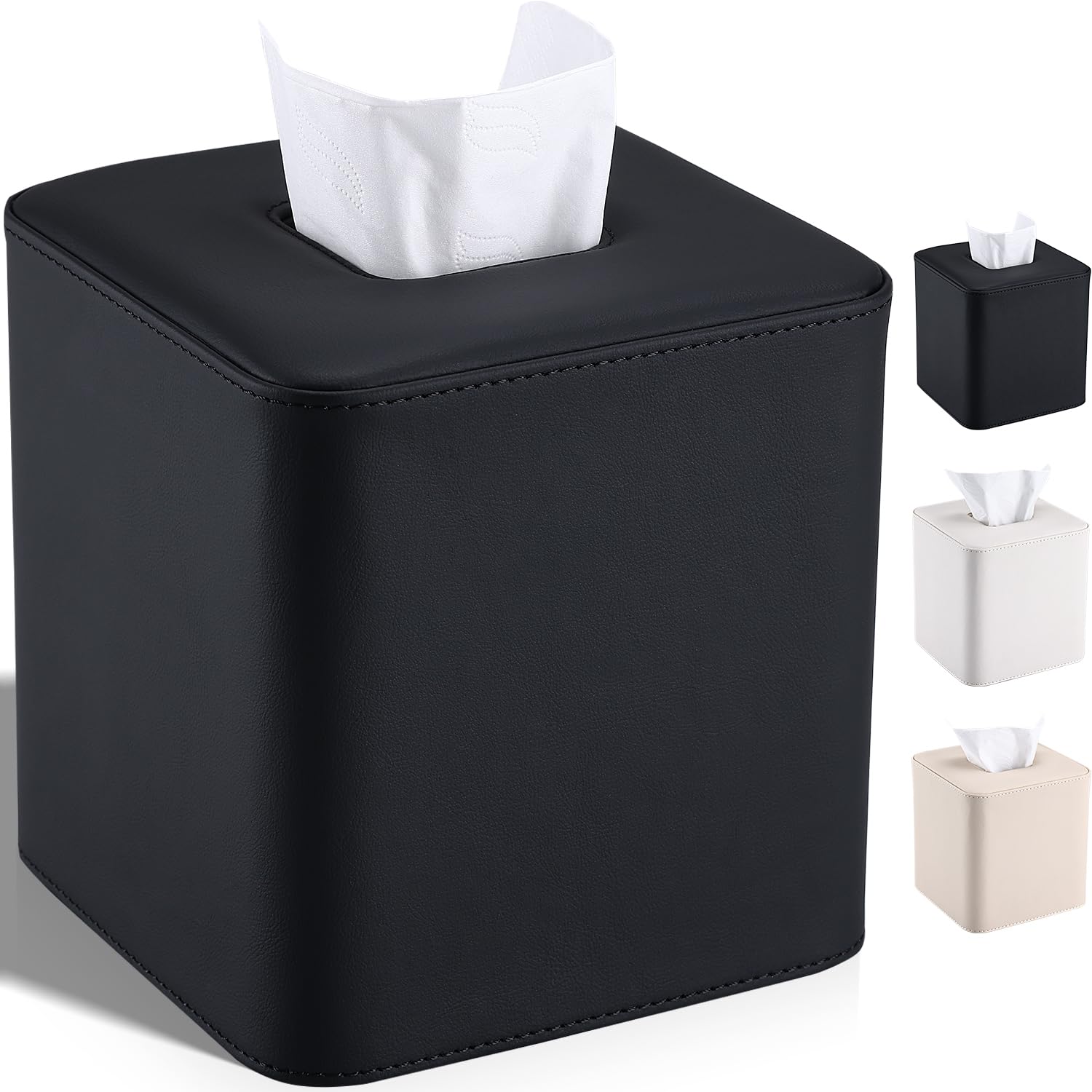 GORESE PU Leather Square Tissue Box Cover | Cube Facial Napkin Holder