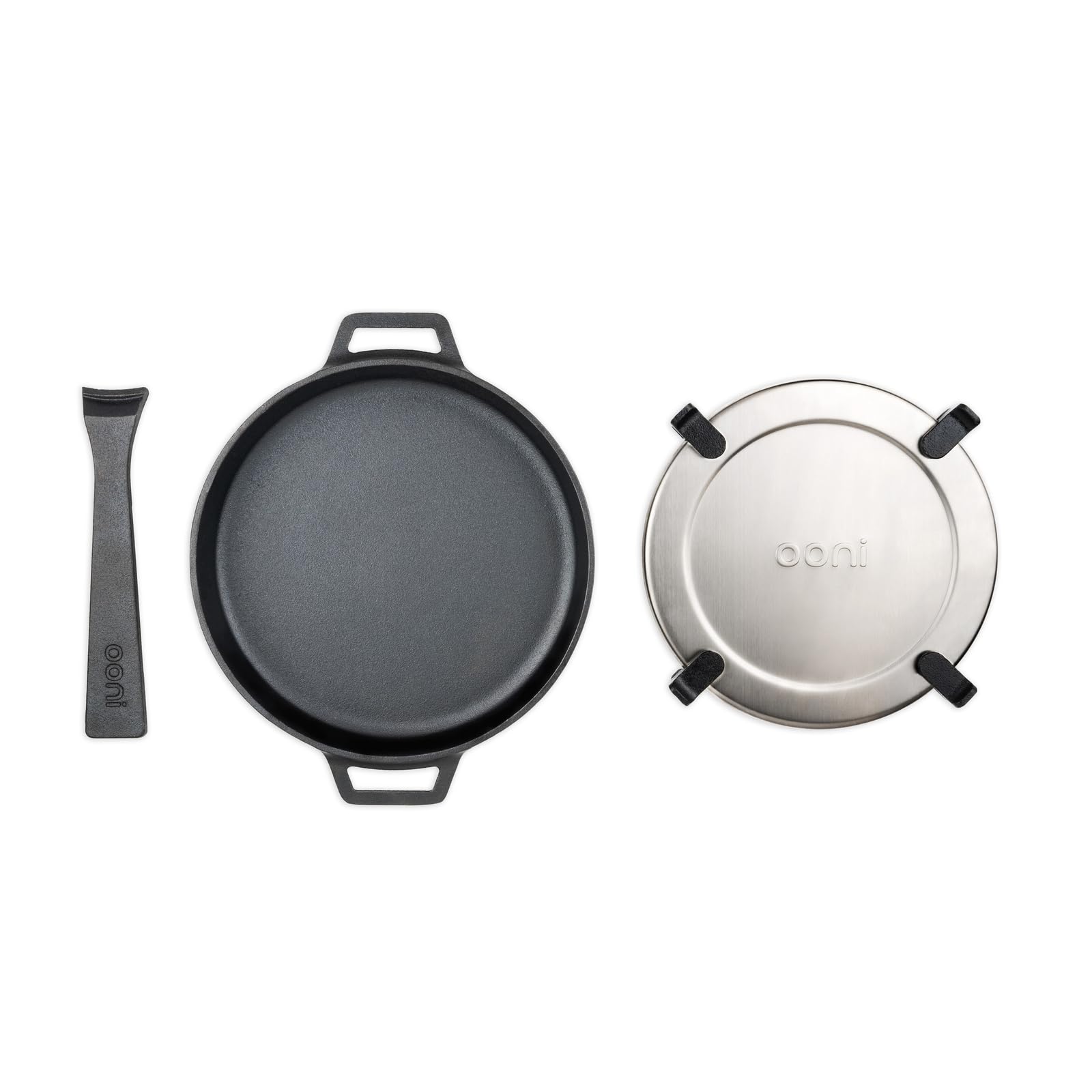 Ooni 9" Cast Iron Skillet Pan with Removable Handle and Trivet