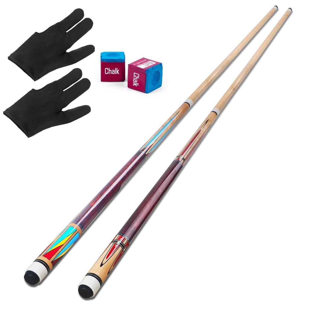 AKLOT 58" Canadian Maple Wood Pool Cues - Set of 2 Billiard Sticks