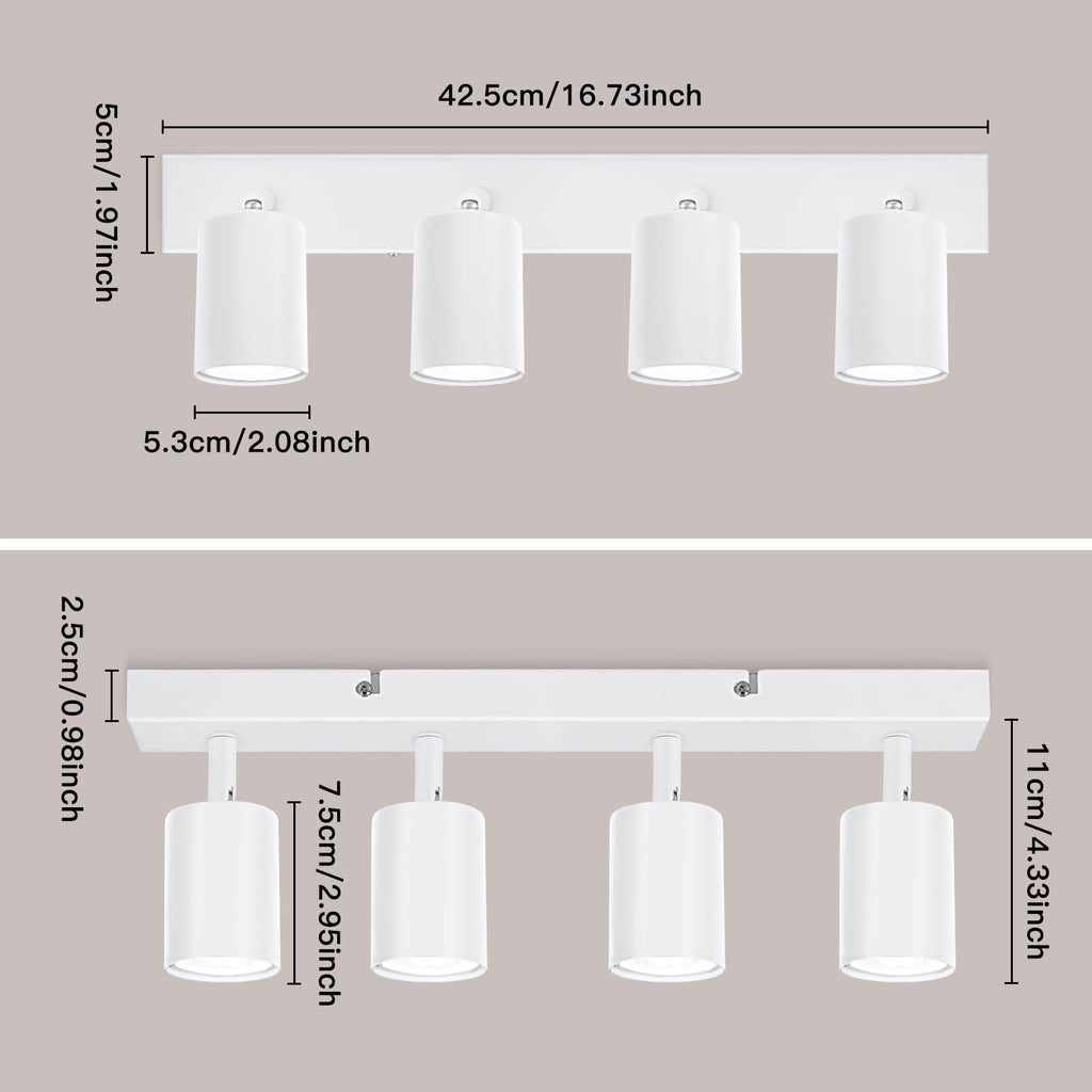 Ketom 4-Way Adjustable Ceiling Spotlight – Modern White GU10 Metal Light