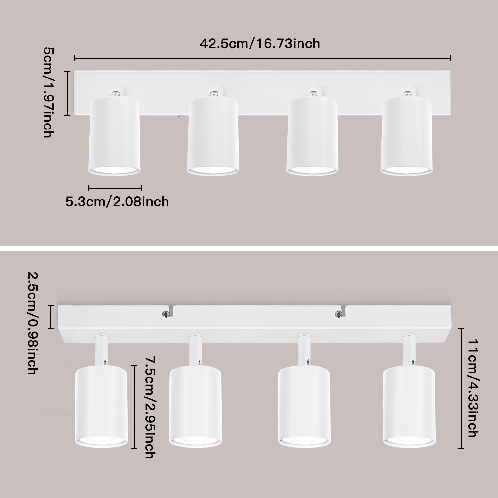 Ketom 4-Way Adjustable Ceiling Spotlight – Modern White GU10 Metal Light