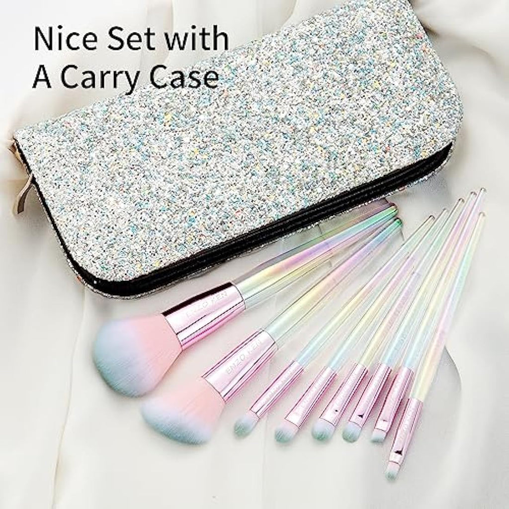 ENZO KEN Rainbow Crystal Makeup Brush Set | Professional Vegan 10pc Kit
