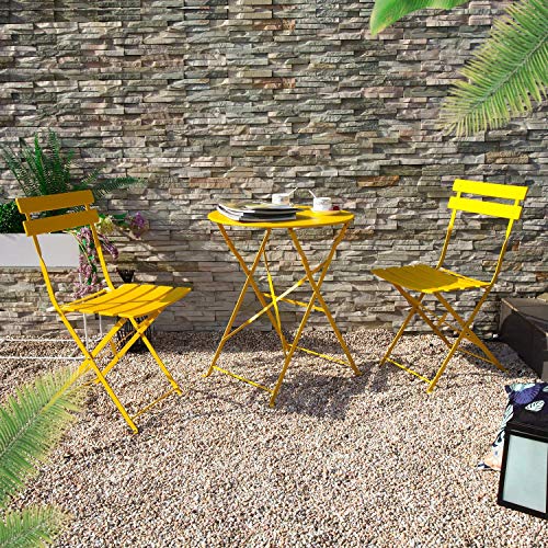 Grand Patio 3-Piece Folding Bistro Set | Weather Resistant Steel - Yellow