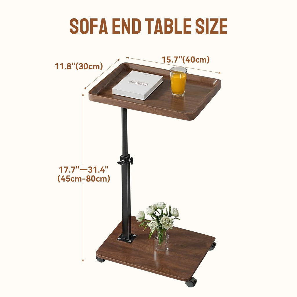 YYW Adjustable C Shaped Side Table with Wheels, 360° Swivel Sofa Table - image 5