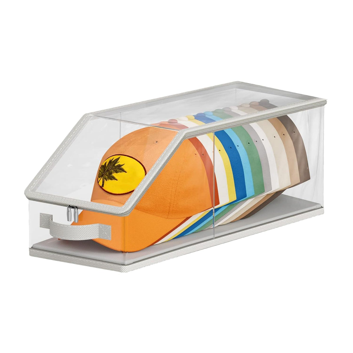 Monqueen Clear Baseball Cap Organizer Stackable Hat Box with Front Handle - image 1