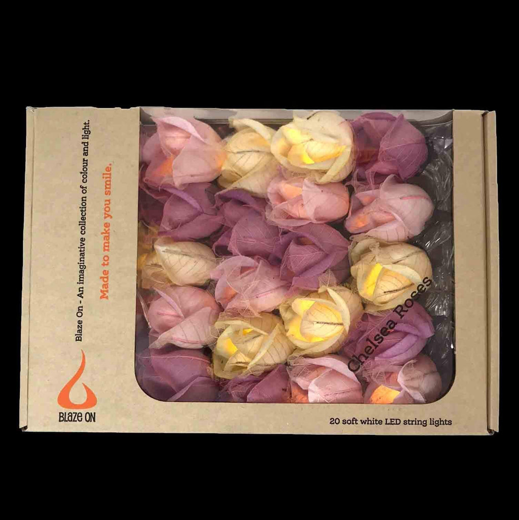Blaze On Chelsea Rose Fairy Lights – 20 Pink Mulberry Paper LED String