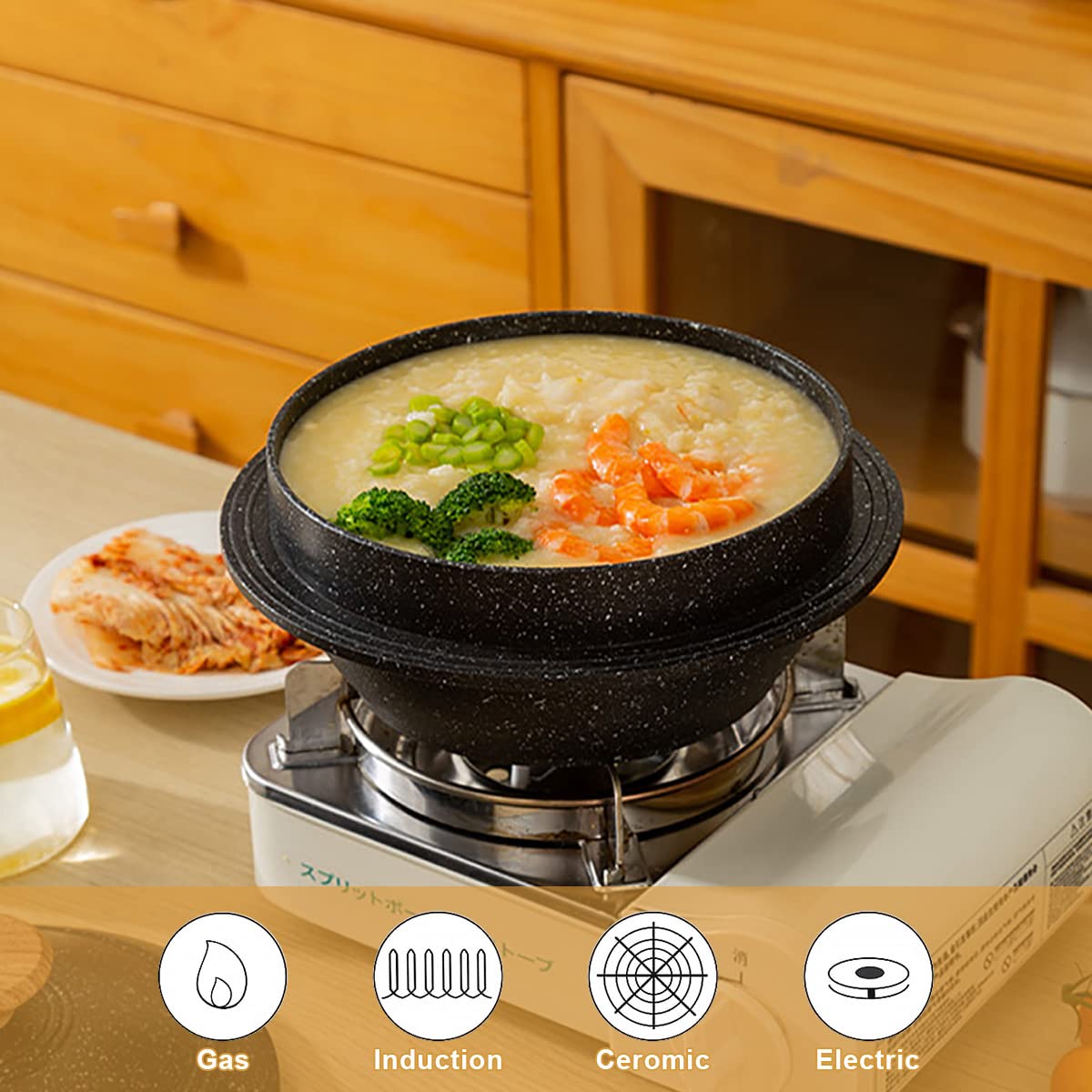 Bobikuke 24cm Non-Stick Cast Aluminum Casserole Dish – Korean Stone Bowl