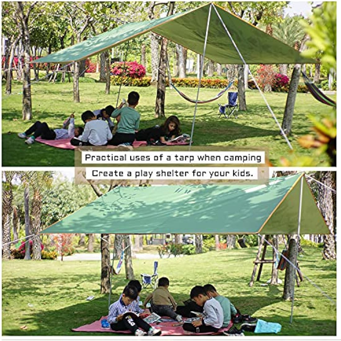 Waterproof Camping Tarp | Ripstop Rain Shelter with Poles