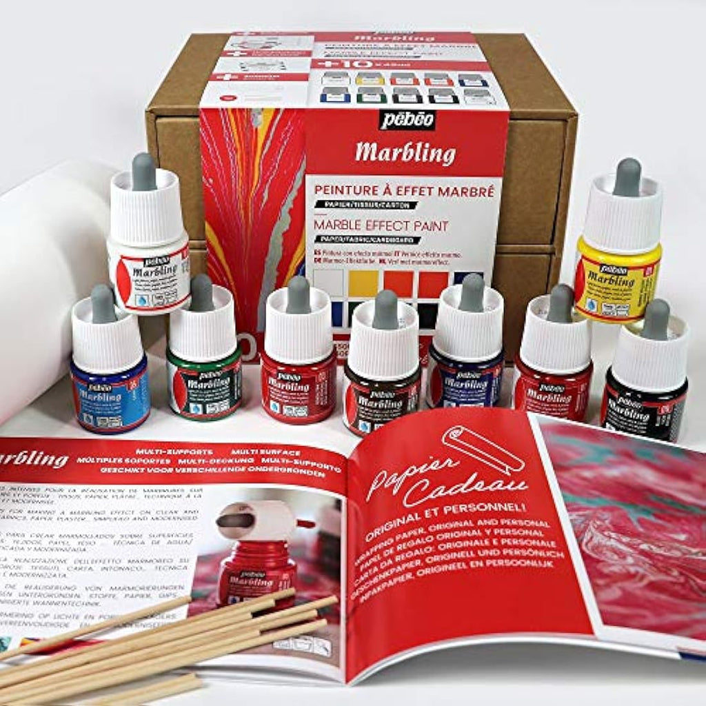 Pébéo Marbling Collection Set - 10 x 45ml Assorted Water-Based Paint Kit