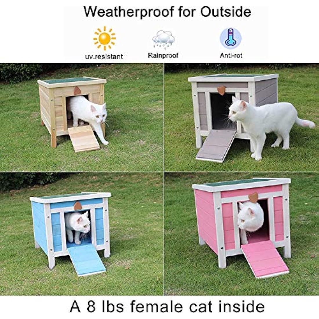 Bunny Business Wooden Pet Hide House | Weatherproof Rabbit Hutch, Natural