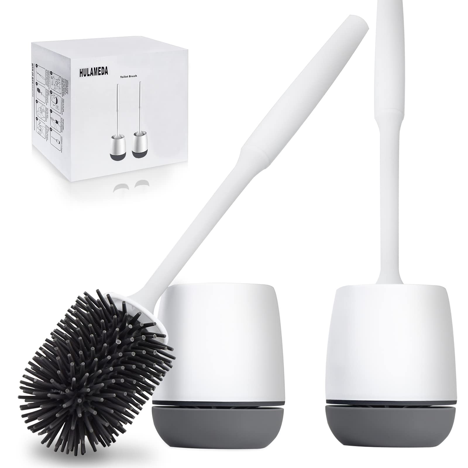 Jolof Store Silicone Toilet Brush and Holder 2 Pack – Gray & White