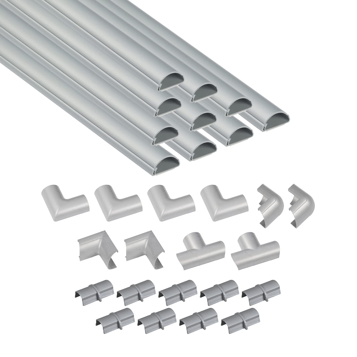 D-Line Mini Cable Trunking 4m Pack | Self-Adhesive Wire Cover - Aluminium