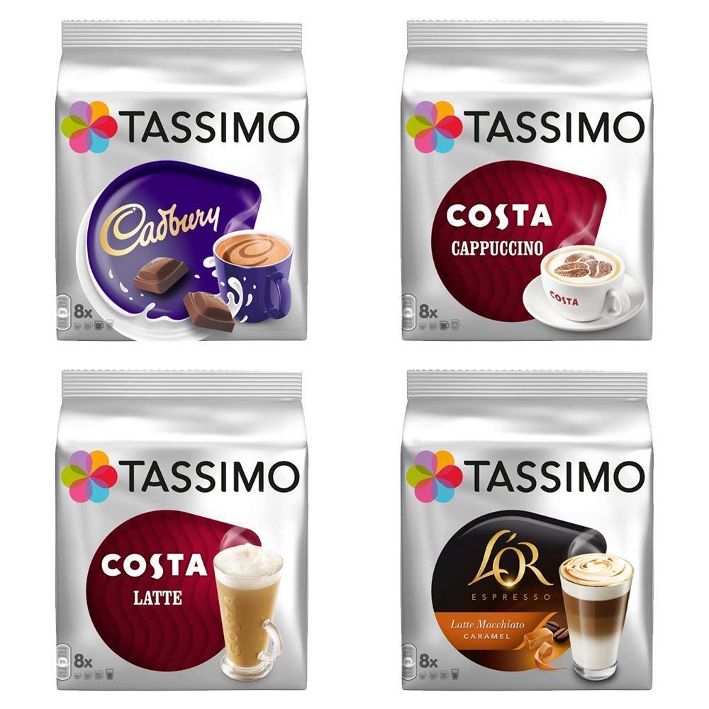 Tassimo Coffee Pods Variety Pack - Costa, Cadbury & L'Or - 56 Discs